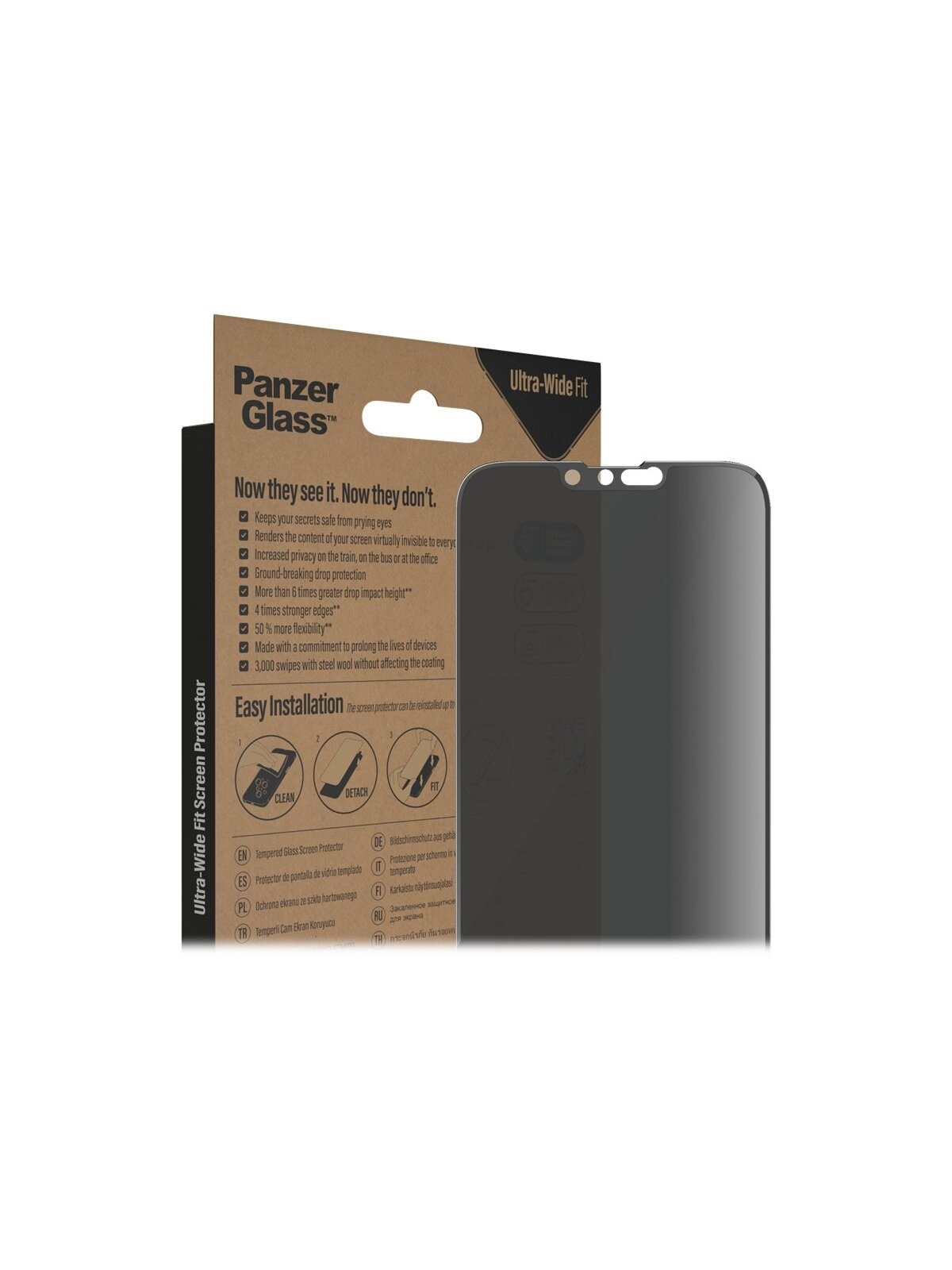 PanzerGlass | Screen protector | Apple | iPhone 14 Plus/13 Pro Max | Glass | Black | Ultra-Wide Fit | Privacy 6 PanzerGlass | Screen protector | Apple | iPhone 14 Plus/13 Pro Max | Glass | Black | Ultra-Wide Fit | Privacy 6