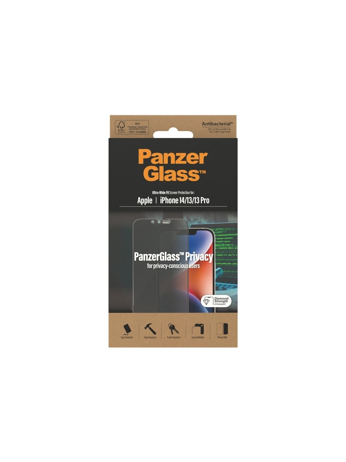 PanzerGlass | Screen protector | Apple | iPhone 14/13/13 Pro | Glass | Black | Ultra-Wide Fit | Privacy 5 PanzerGlass | Screen protector | Apple | iPhone 14/13/13 Pro | Glass | Black | Ultra-Wide Fit | Privacy 5
