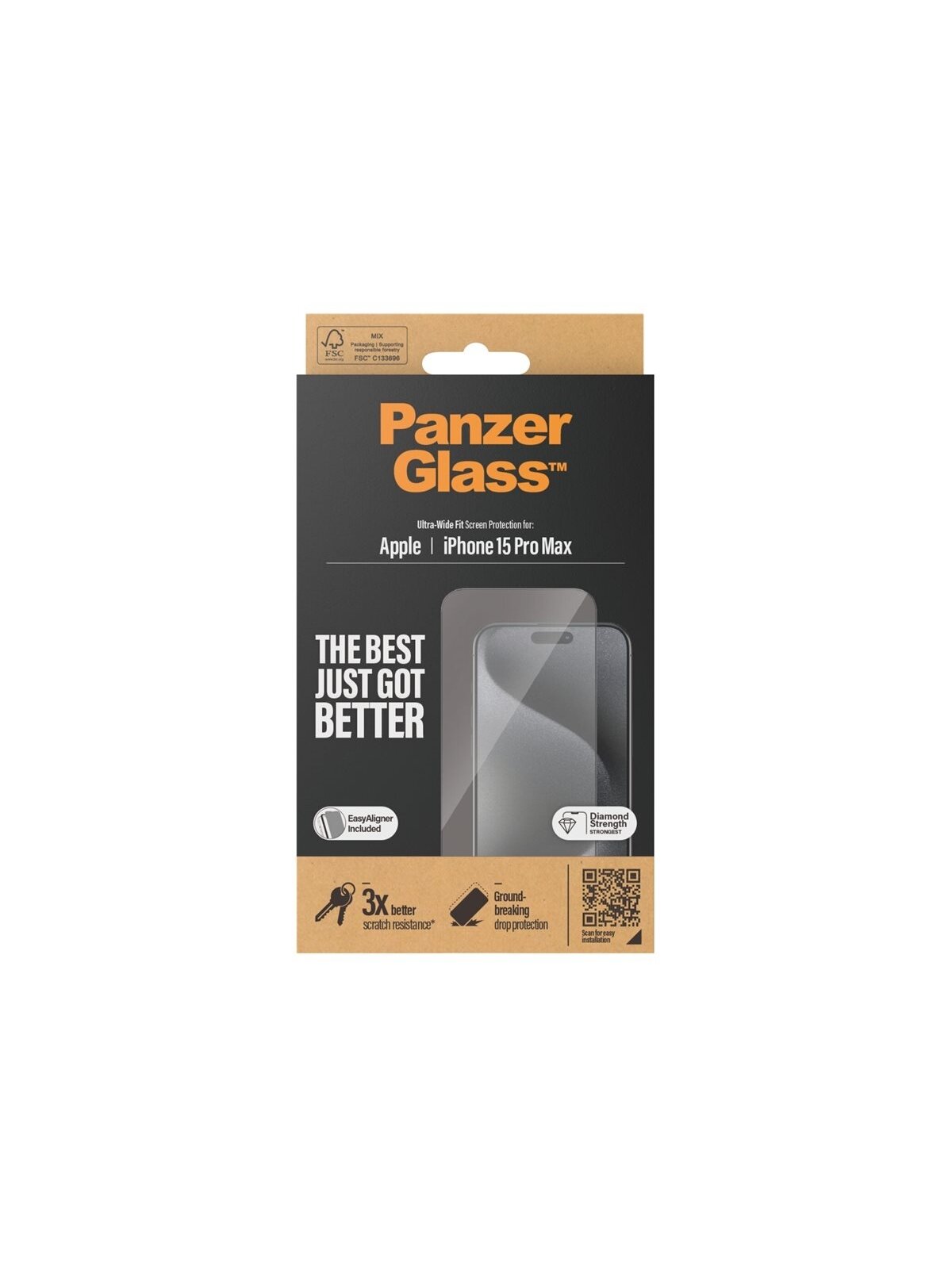 PanzerGlass | Screen protector | Apple | IPhone 15 Pro Max | Glass | Transparent | Ultra-wide fit, Scratch resistant, Drop protection, EasyAligner included 2