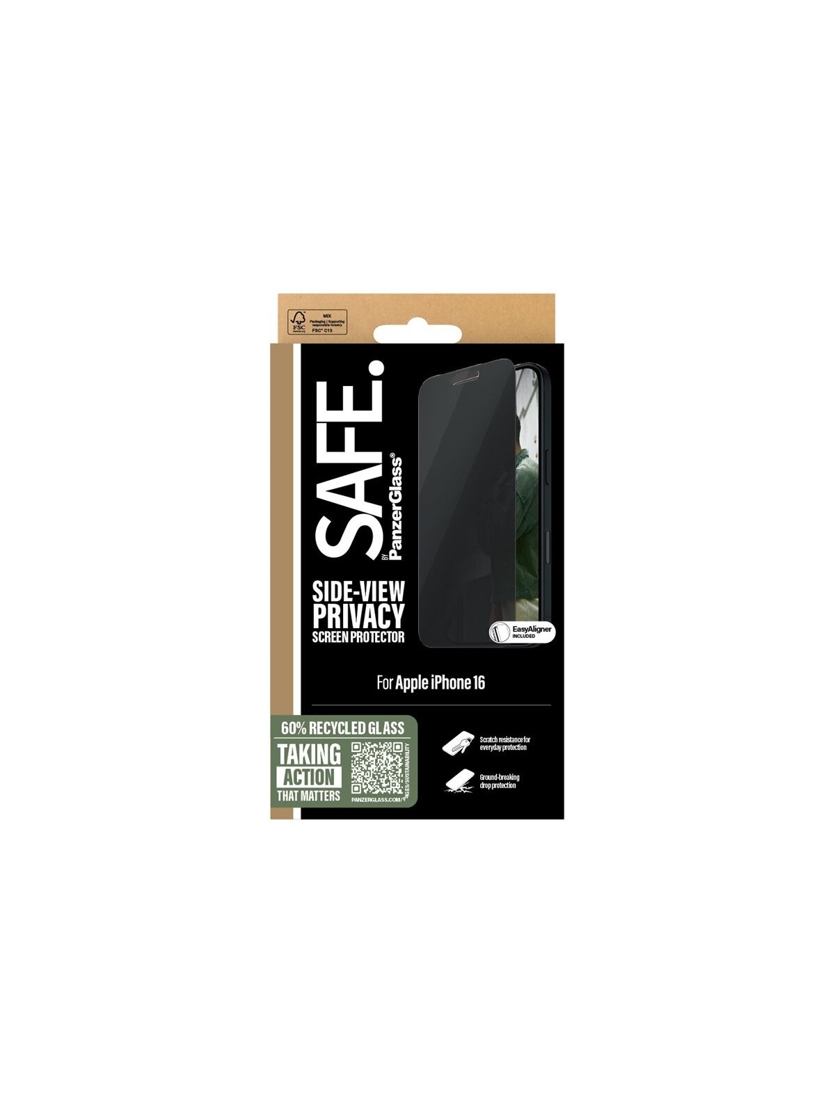 PanzerGlass Screen protector | Apple | iPhone 16 | Glass | Black | Ultra-Wide Fit 3