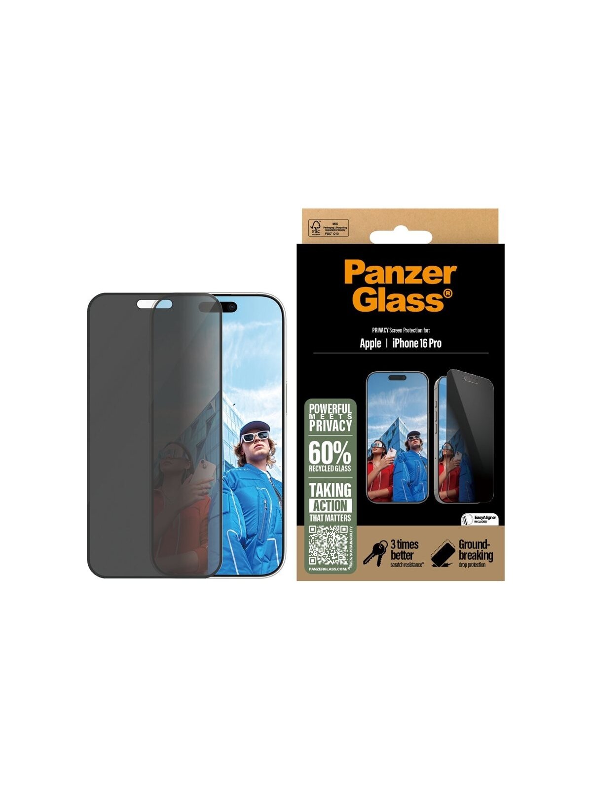PanzerGlass Screen protector | Apple | iPhone 16 Pro | Glass | Black | Ultra-Wide Fit PanzerGlass Screen protector | Apple | iPhone 16 Pro | Glass | Black | Ultra-Wide Fit