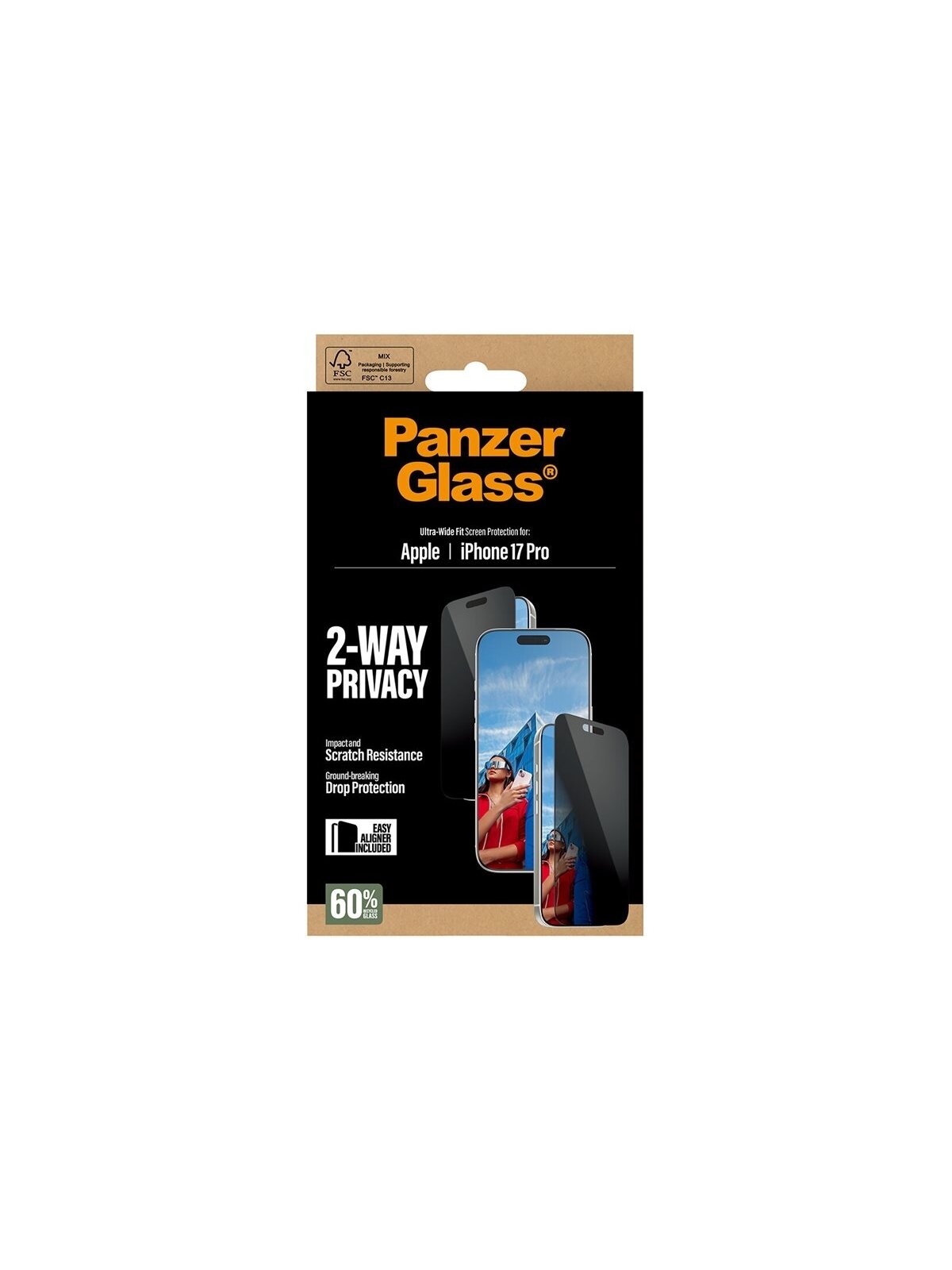 PanzerGlass Screen protector | Apple | iPhone 17 Pro | Glass | Transparent | Ultra-Wide Fit w. EasyAligner 4