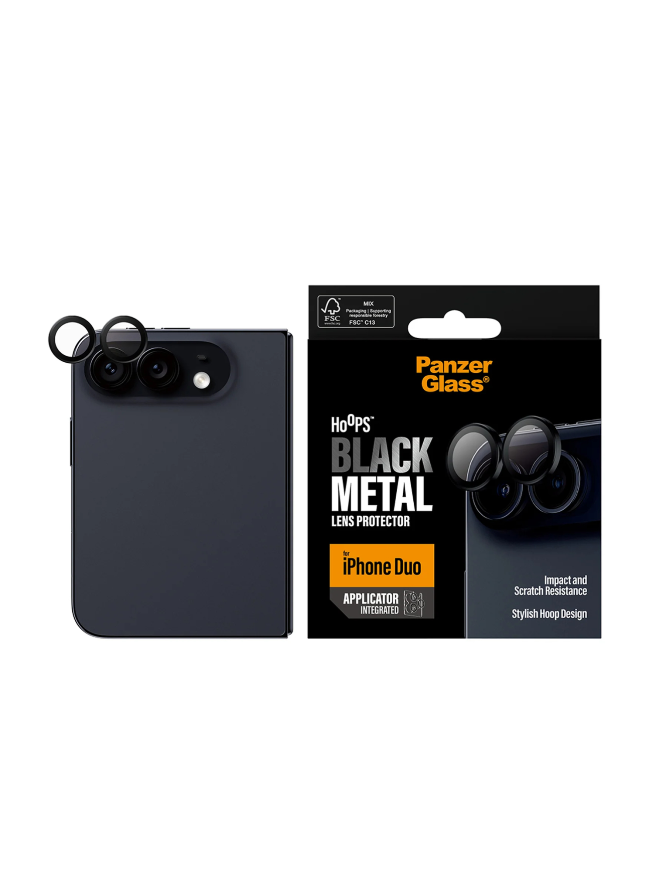 PanzerGlass Hoops | Camera Lens | Apple | iPhone Duo | Metal/Silicone | Black 1