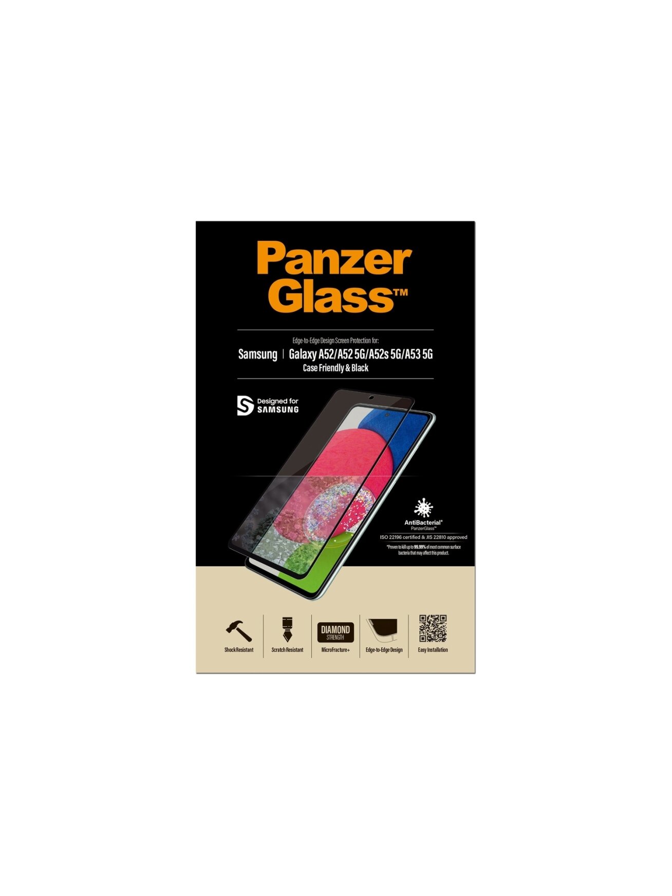PanzerGlass | Samsung | Galaxy A52 | Black/Transparent | Antifingerprint screen protector 5 PanzerGlass | Samsung | Galaxy A52 | Black/Transparent | Antifingerprint screen protector 5