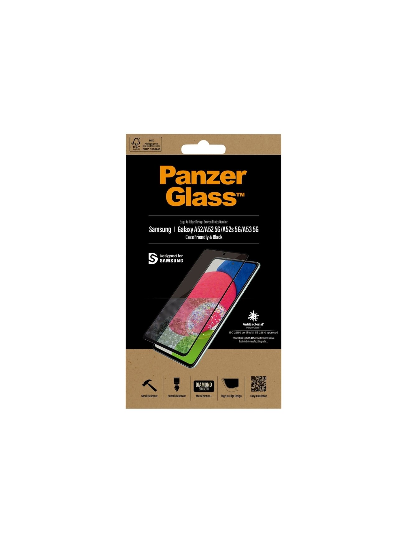 PanzerGlass | Samsung | Galaxy A52 | Black/Transparent | Antifingerprint screen protector 6 PanzerGlass | Samsung | Galaxy A52 | Black/Transparent | Antifingerprint screen protector 6