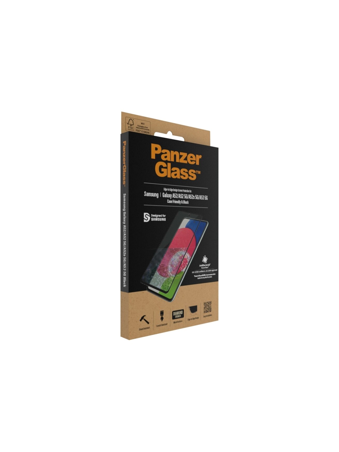 PanzerGlass | Samsung | Galaxy A52 | Black/Transparent | Antifingerprint screen protector 7 PanzerGlass | Samsung | Galaxy A52 | Black/Transparent | Antifingerprint screen protector 7