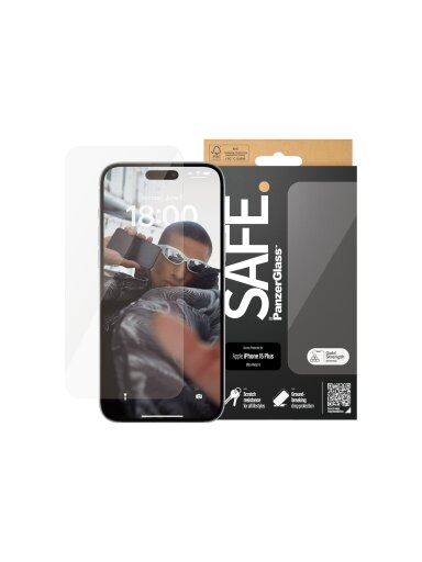 PanzerGlass | SAFE | Screen protector | Apple | iPhone 15 PLUS | Glass | Clear | Ultra-Wide Fit PanzerGlass | SAFE | Screen protector | Apple | iPhone 15 PLUS | Glass | Clear | Ultra-Wide Fit