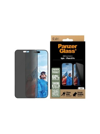 PanzerGlass Screen protector | Apple | iPhone 16 Pro | Glass | Black | Ultra-Wide Fit