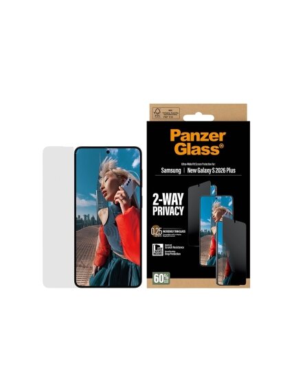 PanzerGlass 2-Way Privacy Screen Protector Samsung New Galaxy S26 Plus | Ultra-Wide Fit w. EasyAligner | PanzerGlass 6
