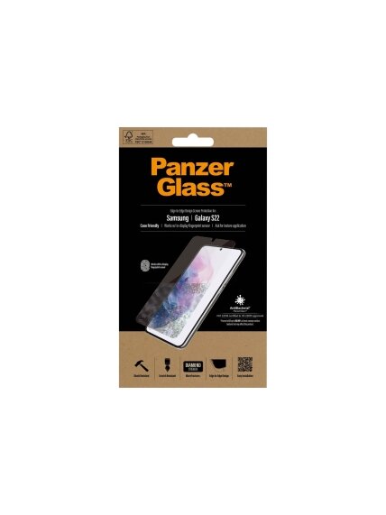 PanzerGlass | Samsung | Galaxy S22 | Tempered glass | Transparent | Case friendly. Compatible with ultrasonic fingerprint sensor. 100 % touch sensitivity. Antibacterial (ISO 22196 certified & JIS 22810 approved) | Screen Protector 5 PanzerGlass | Samsung | Galaxy S22 | Tempered glass | Transparent | Case friendly. Compatible with ultrasonic fingerprint sensor. 100 % touch sensitivity. Antibacterial (ISO 22196 certified & JIS 22810 approved) | Screen Protector 5