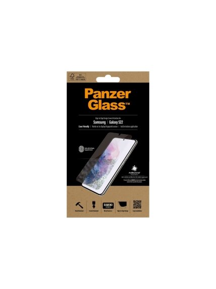 PanzerGlass | Samsung | Galaxy S22 | Tempered glass | Transparent | Case friendly. Compatible with ultrasonic fingerprint sensor. 100 % touch sensitivity. Antibacterial (ISO 22196 certified & JIS 22810 approved) | Screen Protector 7 PanzerGlass | Samsung | Galaxy S22 | Tempered glass | Transparent | Case friendly. Compatible with ultrasonic fingerprint sensor. 100 % touch sensitivity. Antibacterial (ISO 22196 certified & JIS 22810 approved) | Screen Protector 7