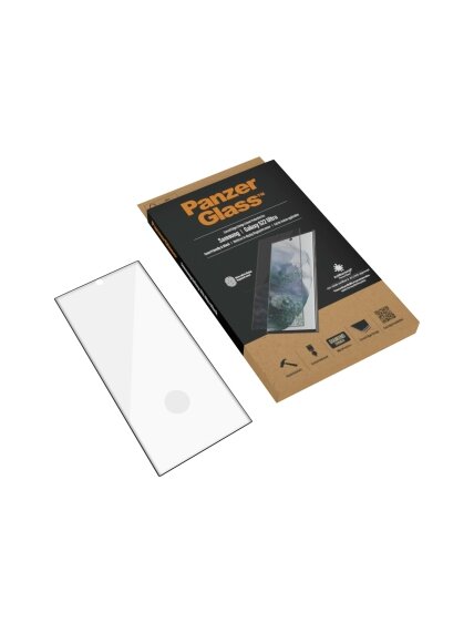 PanzerGlass | Samsung | Galaxy S22 Ultra | Tempered glass | Black | Case friendly. Compatible with ultrasonic fingerprint sensor. 100 % touch sensitivity. Antibacterial (ISO 22196 certified & JIS 22810 approved) | Screen Protector 4