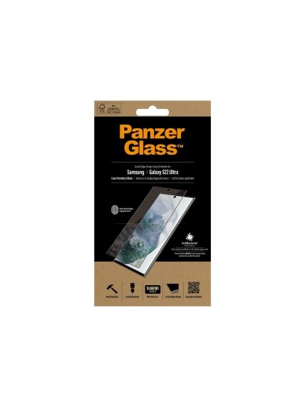 PanzerGlass | Samsung | Galaxy S22 Ultra | Tempered glass | Black | Case friendly. Compatible with ultrasonic fingerprint sensor. 100 % touch sensitivity. Antibacterial (ISO 22196 certified & JIS 22810 approved) | Screen Protector 6 PanzerGlass | Samsung | Galaxy S22 Ultra | Tempered glass | Black | Case friendly. Compatible with ultrasonic fingerprint sensor. 100 % touch sensitivity. Antibacterial (ISO 22196 certified & JIS 22810 approved) | Screen Protector 6