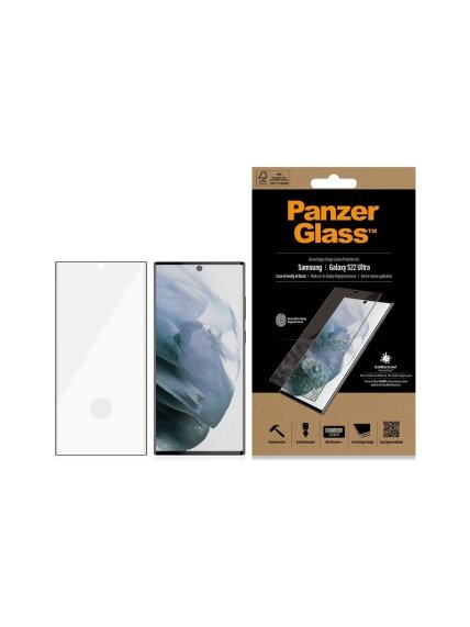 PanzerGlass | Samsung | Galaxy S22 Ultra | Tempered glass | Black | Case friendly. Compatible with ultrasonic fingerprint sensor. 100 % touch sensitivity. Antibacterial (ISO 22196 certified & JIS 22810 approved) | Screen Protector 8 PanzerGlass | Samsung | Galaxy S22 Ultra | Tempered glass | Black | Case friendly. Compatible with ultrasonic fingerprint sensor. 100 % touch sensitivity. Antibacterial (ISO 22196 certified & JIS 22810 approved) | Screen Protector 8