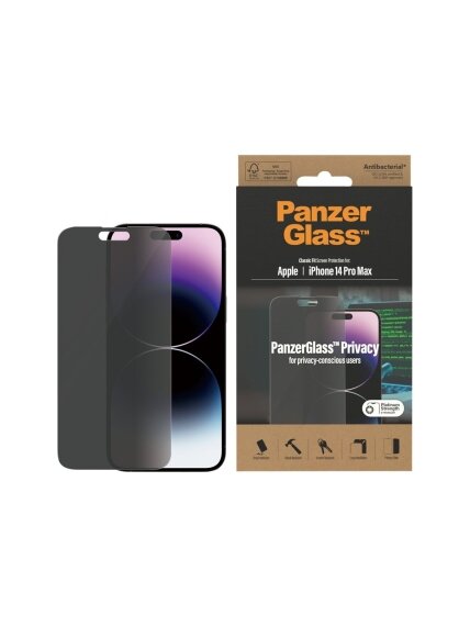 PanzerGlass | Screen protector | Apple | iPhone 14 Pro Max | Glass | Black | Classic Fit | Privacy 3 PanzerGlass | Screen protector | Apple | iPhone 14 Pro Max | Glass | Black | Classic Fit | Privacy 3