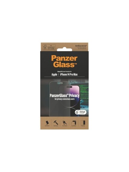 PanzerGlass | Screen protector | Apple | iPhone 14 Pro Max | Glass | Black | Classic Fit | Privacy 5 PanzerGlass | Screen protector | Apple | iPhone 14 Pro Max | Glass | Black | Classic Fit | Privacy 5