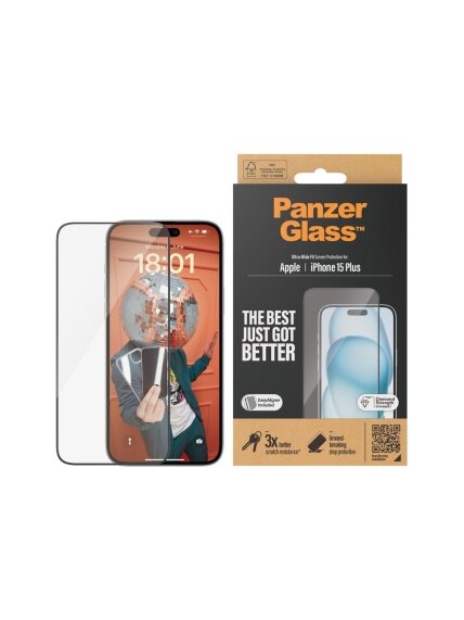 PanzerGlass | Screen protector | Apple | IPhone 15 Plus | Glass | Transparent | Ultra-wide fit, Scratch resistant, Drop protection, EasyAligner included 2 PanzerGlass | Screen protector | Apple | IPhone 15 Plus | Glass | Transparent | Ultra-wide fit, Scratch resistant, Drop protection, EasyAligner included 2