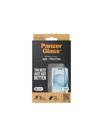 PanzerGlass | Screen protector | Apple | IPhone 15 Plus | Glass | Transparent | Ultra-wide fit, Scratch resistant, Drop protection, EasyAligner included 3 PanzerGlass | Screen protector | Apple | IPhone 15 Plus | Glass | Transparent | Ultra-wide fit, Scratch resistant, Drop protection, EasyAligner included 3