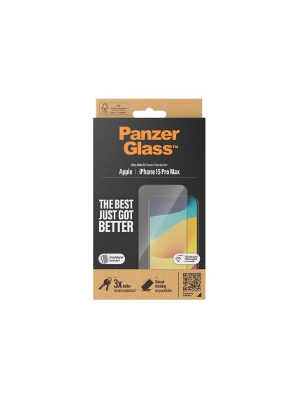 PanzerGlass | Screen protector | Apple | IPhone 15 Pro Max | Glass | Transparent | Ultra-wide fit, Scratch resistant, Drop protection, EasyAligner included 3 PanzerGlass | Screen protector | Apple | IPhone 15 Pro Max | Glass | Transparent | Ultra-wide fit, Scratch resistant, Drop protection, EasyAligner included 3