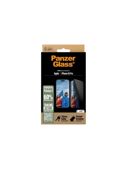 PanzerGlass Screen protector | Apple | iPhone 16 Pro | Glass | Black | Ultra-Wide Fit 3