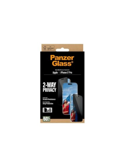 PanzerGlass Screen protector | Apple | iPhone 17 Pro | Glass | Transparent | Ultra-Wide Fit w. EasyAligner 4
