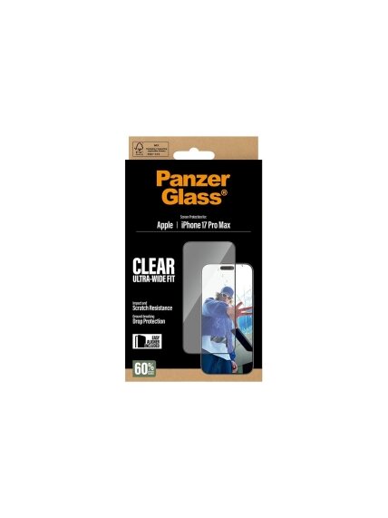 PanzerGlass Screen protector | Apple | iPhone 17 Pro Max | Glass | Transparent | Ultra-Wide Fit w. EasyAligner 4