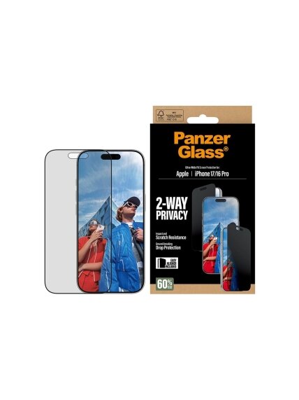 PanzerGlass Screen protector | Apple | iPhone 17/iPhone 16 Pro | Tempered Glass | Transparent | Ultra-Wide Fit w. EasyAligner