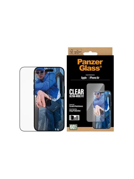 PanzerGlass Screen protector | Apple | iPhone Air | Glass | Transparent | Ultra-Wide Fit w. EasyAligner 1