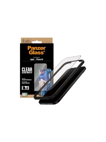 PanzerGlass Screen protector | Apple | iPhone Air | Glass | Transparent | Ultra-Wide Fit w. EasyAligner 4 PanzerGlass Screen protector | Apple | iPhone Air | Glass | Transparent | Ultra-Wide Fit w. EasyAligner 4