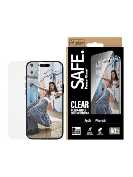PanzerGlass Screen protector | Apple | iPhone Air | Glass | Transparent | Ultra-Wide Fit w. EasyAligner