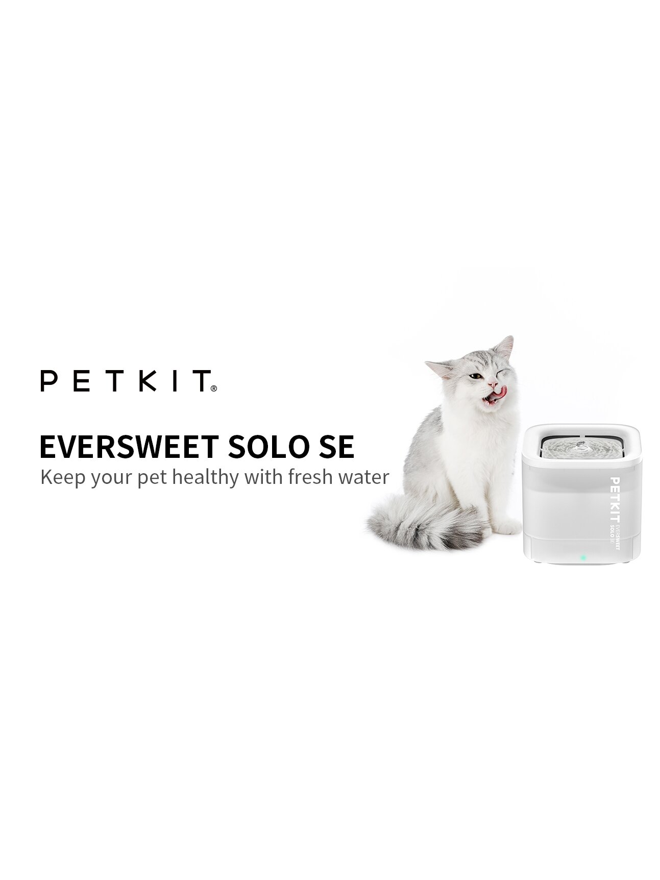 PETKIT | Smart Pet Drinking Fountain | Eversweet Solo | Capacity 1.8 L | Filtering | Material Plastic | White 5 PETKIT | Smart Pet Drinking Fountain | Eversweet Solo | Capacity 1.8 L | Filtering | Material Plastic | White 5
