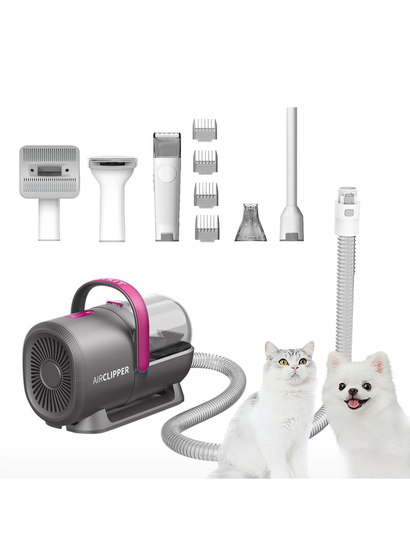 PETKIT | Air Clipper Pet Grooming Vacuum Kit 5in1 | LM4 | Grey/White