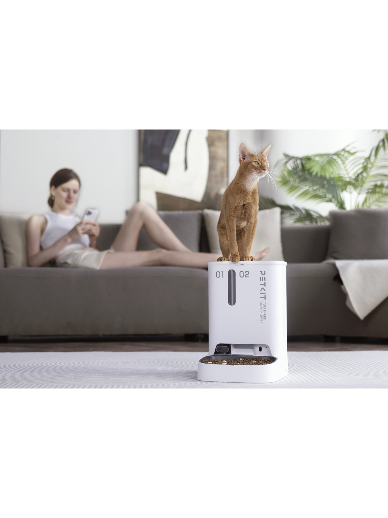 PETKIT | Feeder with Camera | P591 YumShare Dual-hopper | Capacity 2+3 L | White 5