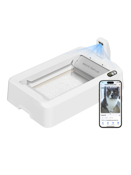 PETKIT Purobot Crystal Duo with Camera Self-Cleaning Cat Litter Box | White