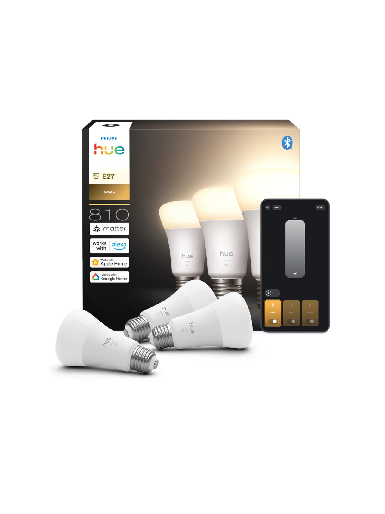 Philips Hue W 810 A60 3P EU | E27 | 7 W | Soft white light 2 Philips Hue W 810 A60 3P EU | E27 | 7 W | Soft white light 2