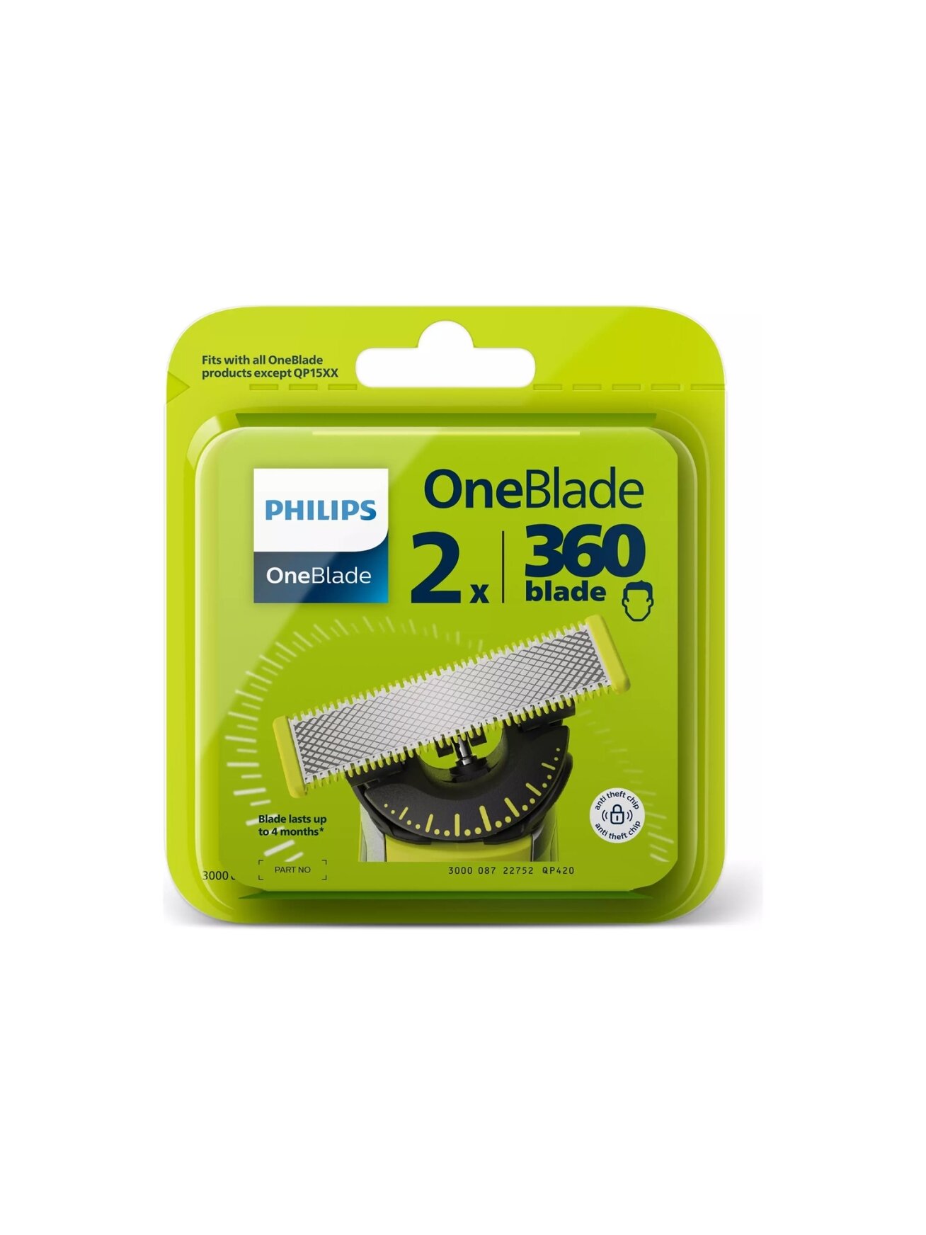 Philips | OneBlade Replacement blade, 2 pcs | QP420/50 | Black/Green 1 Philips | OneBlade Replacement blade, 2 pcs | QP420/50 | Black/Green 1