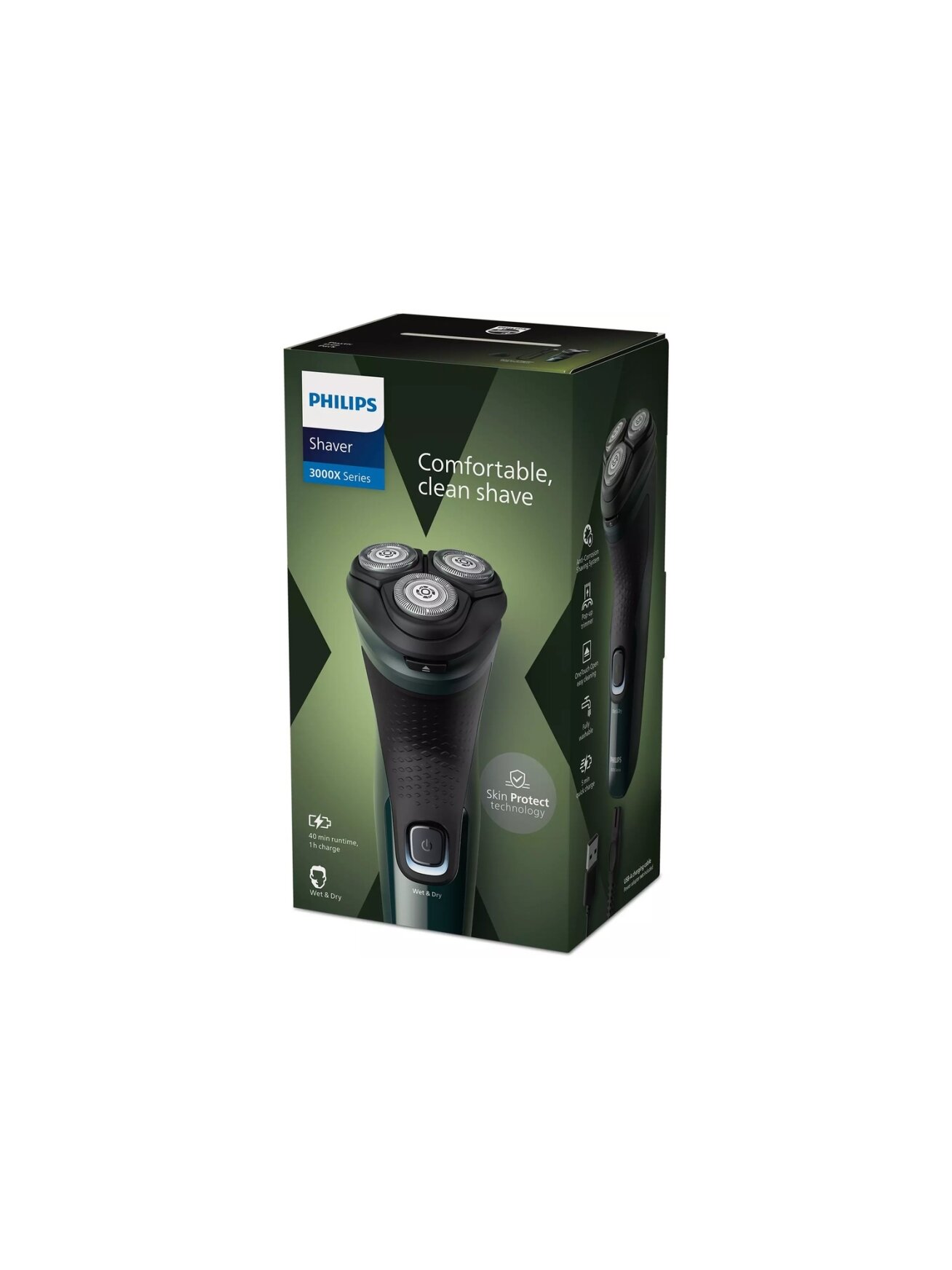 Philips | Shaver | X3002/00 | Operating time (max) 40 min | Wet & Dry | NiMH | Black 3 Philips | Shaver | X3002/00 | Operating time (max) 40 min | Wet & Dry | NiMH | Black 3
