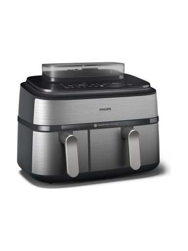 Philips Dual Basket Airfryer | NA555/00 5000 series | Power 2750 W | Capacity 9 L | RapidAir Plus | Silver