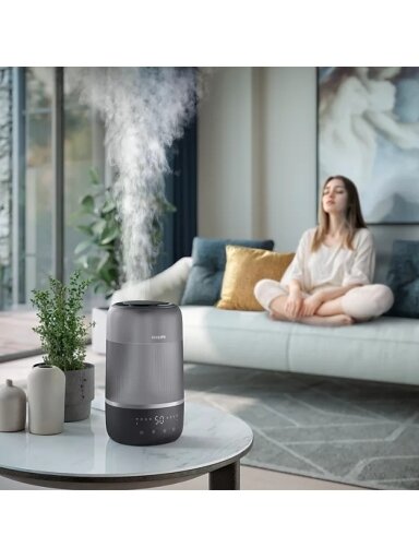 Philips | Humidifier | HU1510/03 Series 1000 | 19.6 W | Water tank capacity 3 L | Suitable for rooms up to 41 m² | Ultrasonic | Humidification capacity 275 ml/hr | Grey/Silver Philips | Humidifier | HU1510/03 Series 1000 | 19.6 W | Water tank capacity 3 L | Suitable for rooms up to 41 m² | Ultrasonic | Humidification capacity 275 ml/hr | Grey/Silver