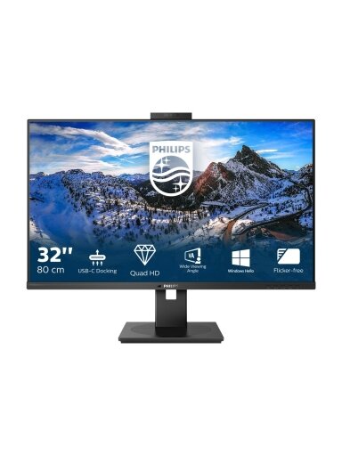 Philips | LCD monitor with USB-C Dock | 326P1H/00 | 31.5 " | IPS | QHD | 16:9 | 75 Hz | 4 ms | 2560 x 1440 pixels | 350 cd/m² | HDMI ports quantity 2 | Black