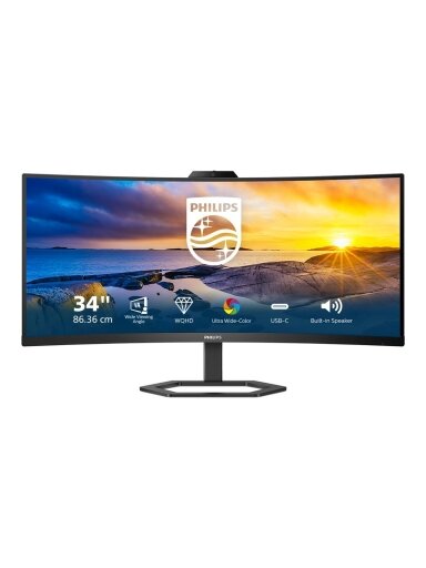 Philips | Monitor with Windows Hello Webcam | 34E1C5600HE/00 | 34 " | VA | 21:9 | 100 Hz | 4 ms | 3440 x 1440 pixels | 300 cd/m² | HDMI ports quantity 1 | Black | Warranty 36 month(s) Philips | Monitor with Windows Hello Webcam | 34E1C5600HE/00 | 34 " | VA | 21:9 | 100 Hz | 4 ms | 3440 x 1440 pixels | 300 cd/m² | HDMI ports quantity 1 | Black | Warranty 36 month(s)