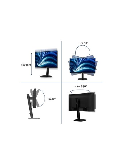 PHILIPS Business Monitor 24B2N3200A/00 IPS 24" IPS 1920x1080/16:9/4ms/350cd/m2/HDMI DisplayPort Audio Out | Philips 3