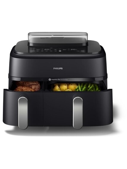 Philips | Dual Basket Airfryer | NA551/00 5000 Series | Power 2750 W | Capacity 9 L | RapidAir Plus and Air Steam | Black 2