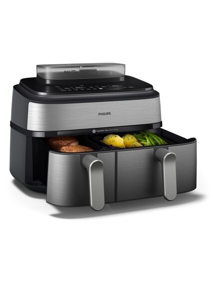 Philips Dual Basket Airfryer | NA555/00 5000 series | Power 2750 W | Capacity 9 L | RapidAir Plus | Silver 3 Philips Dual Basket Airfryer | NA555/00 5000 series | Power 2750 W | Capacity 9 L | RapidAir Plus | Silver 3
