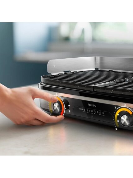 Philips HD6222/90 Table Grill, Black/Stainless Steel | Philips 1