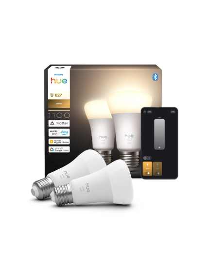 Philips Hue W 1100 A60 2P EU | E27 | 9.5 W | Soft white light | Bluetooth and Zigbee 2
