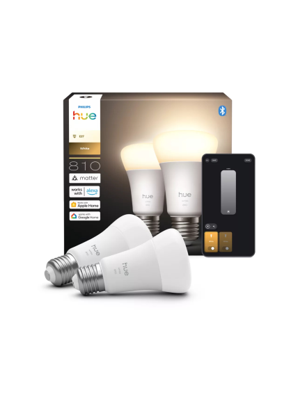 Philips Hue W 810 A60 2P EU | E27 | 7 W | Warm white to cool white light | Bluetooth, Zigbee 3 Philips Hue W 810 A60 2P EU | E27 | 7 W | Warm white to cool white light | Bluetooth, Zigbee 3