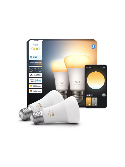 Philips Hue WA 810 A60 2P EU | E27 | 6 W | White and colour light | Bluetooth and Zigbee 2 Philips Hue WA 810 A60 2P EU | E27 | 6 W | White and colour light | Bluetooth and Zigbee 2