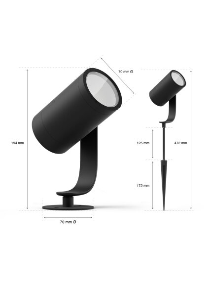 Philips Hue WCA Lily Outdoor Spot Light Base 24V | 8 W | 2200-6500 BBL CCT range 2 Philips Hue WCA Lily Outdoor Spot Light Base 24V | 8 W | 2200-6500 BBL CCT range 2