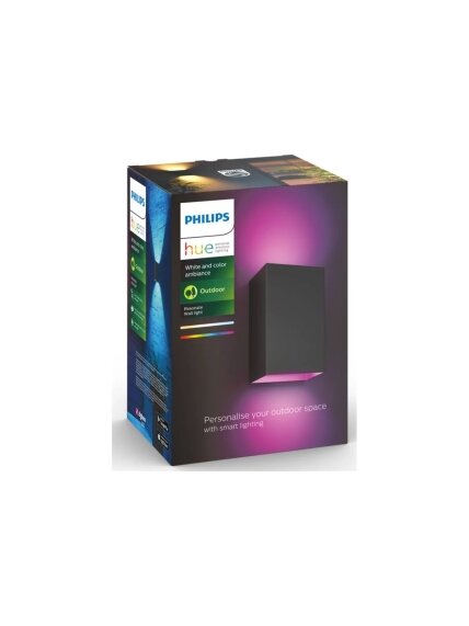 Philips Hue WCA Resonate Outdoor Wall Lantern, Black | 8 W | 2000-6500 Hue White Colour Ambiance 3